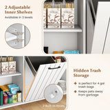 Mobile Kitchen Island Table with Trash Bag Storage for Dining Room