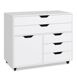 Cajonera móvil vertical moderna de 5 cajones con puerta y 5 ruedas