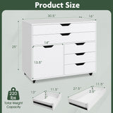 Cajonera móvil vertical moderna de 5 cajones con puerta y 5 ruedas