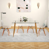 Juego de comedor rectangular de 5 piezas con tablero de cristal de 51 pulgadas