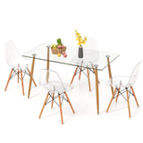 Juego de comedor rectangular de 5 piezas con tablero de cristal de 51 pulgadas