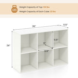 Modern 6-Cube Bookcase with Anti-tipping Kits for Bedroom Living Room-White