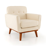 Sillón moderno tapizado en tela de lino con cojín de asiento acolchado extraíble