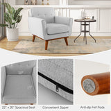 Sillón moderno tapizado en tela de lino con cojín de asiento acolchado extraíble