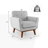 Sillón moderno tapizado en tela de lino con cojín de asiento acolchado extraíble