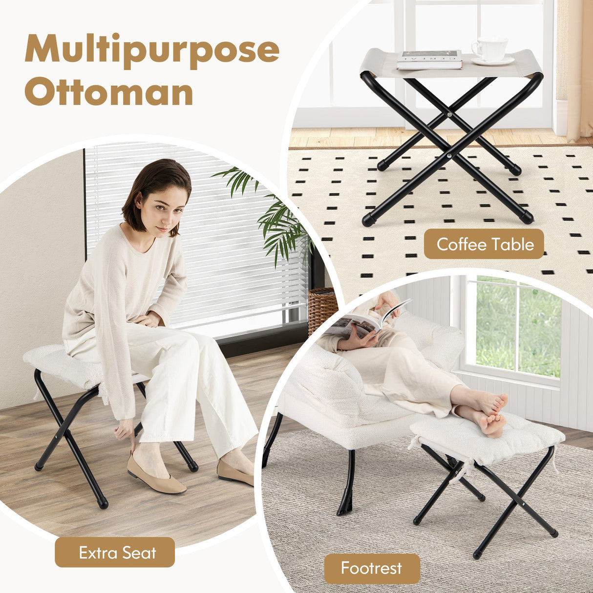 Sillón moderno con reposapiés plegable y almohada para la cabeza