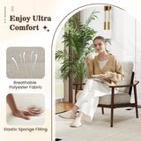 Modern Accent Chair with Rubber Wood Armrests and Legs for Living Room