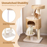 Torre Moderna para Gatos, Árbol para Gatos con Plataforma Superior, Condominio de Felpa de Espiga de Gato-Natural