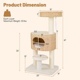 Torre Moderna para Gatos, Árbol para Gatos con Plataforma Superior, Condominio de Felpa de Espiga de Gato-Natural