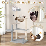 Árbol de gato moderno de 44 pulgadas, torre de gato de varios niveles con percha superior acolchada extraíble - Natural