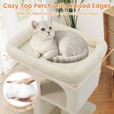 Árbol rascador moderno para gatos con rascador de ahorro de espacio con percha tapizada y 2 condominios para gatos