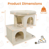 Árbol rascador moderno para gatos con rascador de ahorro de espacio con percha tapizada y 2 condominios para gatos