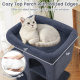 Árbol rascador moderno para gatos con rascador de ahorro de espacio con percha tapizada y 2 condominios para gatos