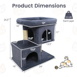 Árbol rascador moderno para gatos con rascador de ahorro de espacio con percha tapizada y 2 condominios para gatos