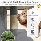 Árbol rascador moderno para gatos con rascador de ahorro de espacio con percha tapizada y 2 condominios para gatos