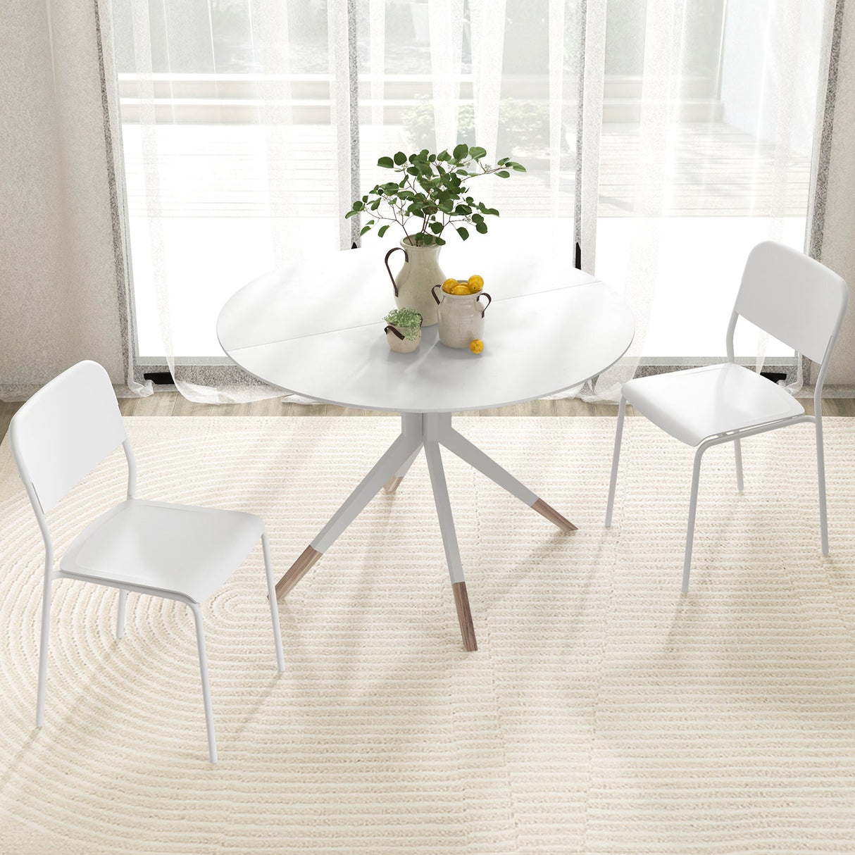 Sillas de comedor modernas (juego de 4) con respaldo inclinado y patas de metal resistentes