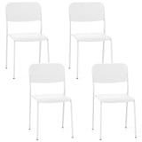 Sillas de comedor modernas (juego de 4) con respaldo inclinado y patas de metal resistentes