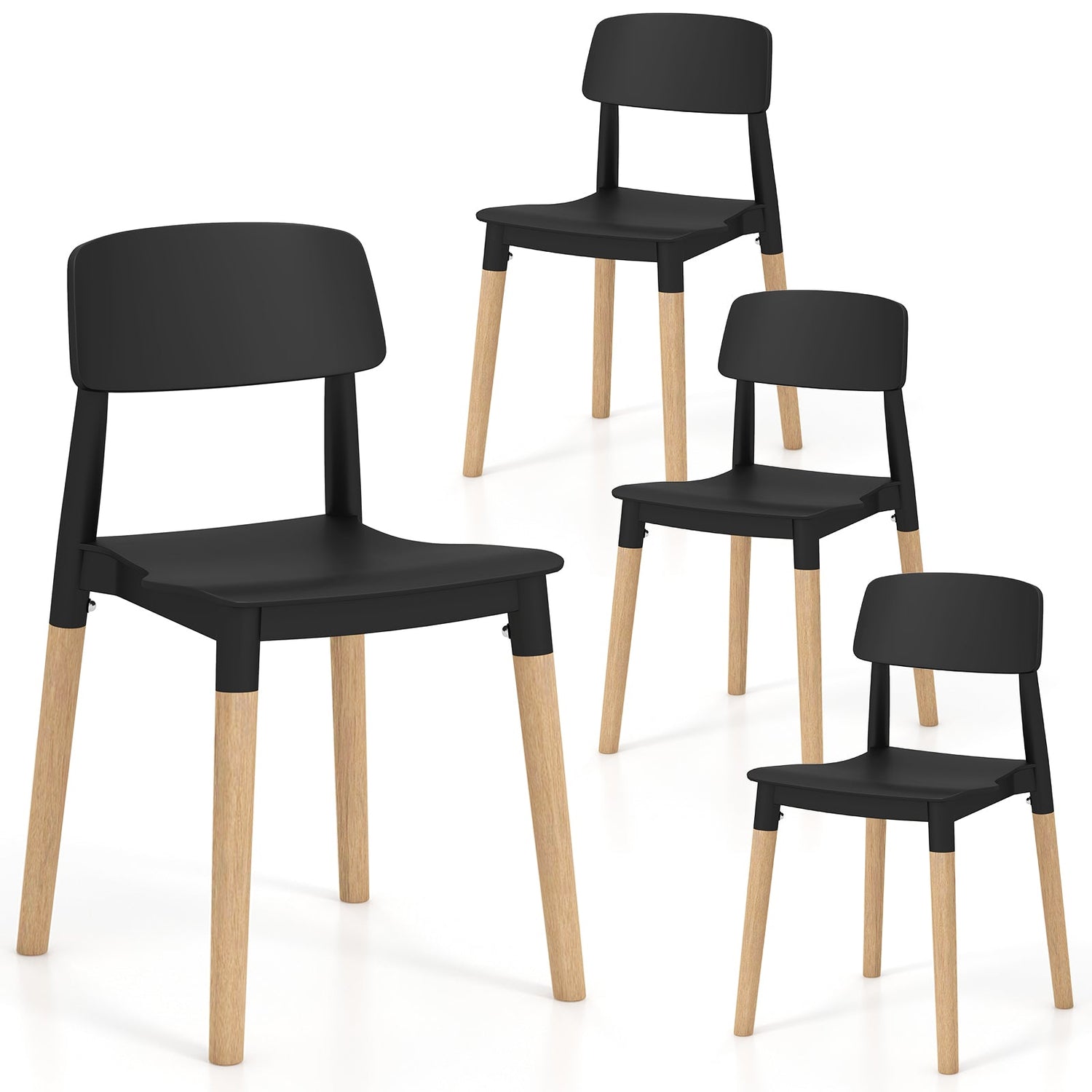 Juego de 4 sillas de comedor modernas con respaldo ergonómico para comedor