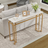Modern Entryway Table with Gold Heavy-duty Metal Frame and Anti-toppling Kit for Living Room