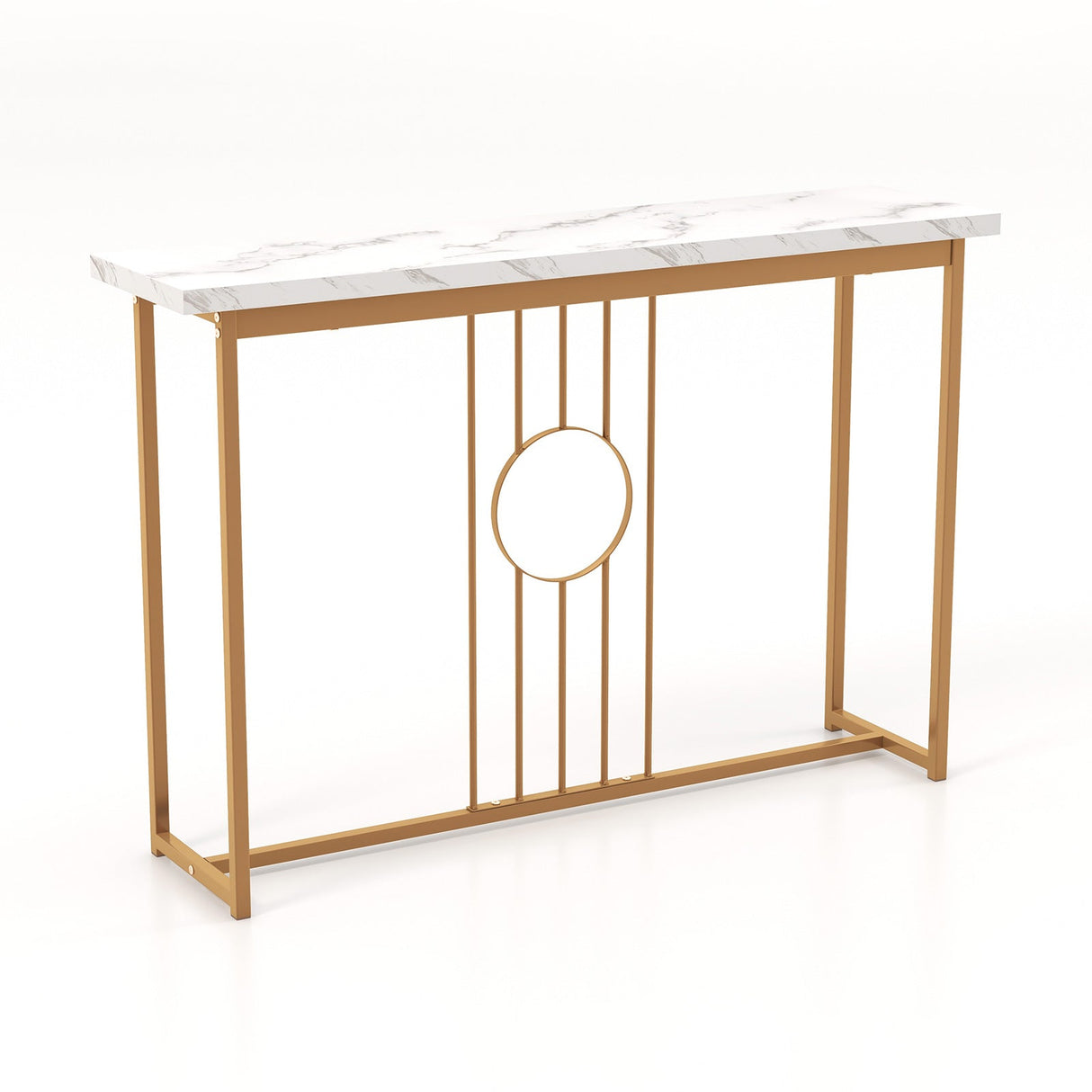 Mesa de entrada moderna con cubierta de imitación mármol-Blanco