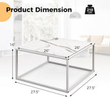 Mesa de centro cuadrada moderna de cristal con estructura de metal para sala de estar