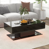 Mesa de centro LED moderna con luces LED de 20 colores y 2 cajones de almacenamiento