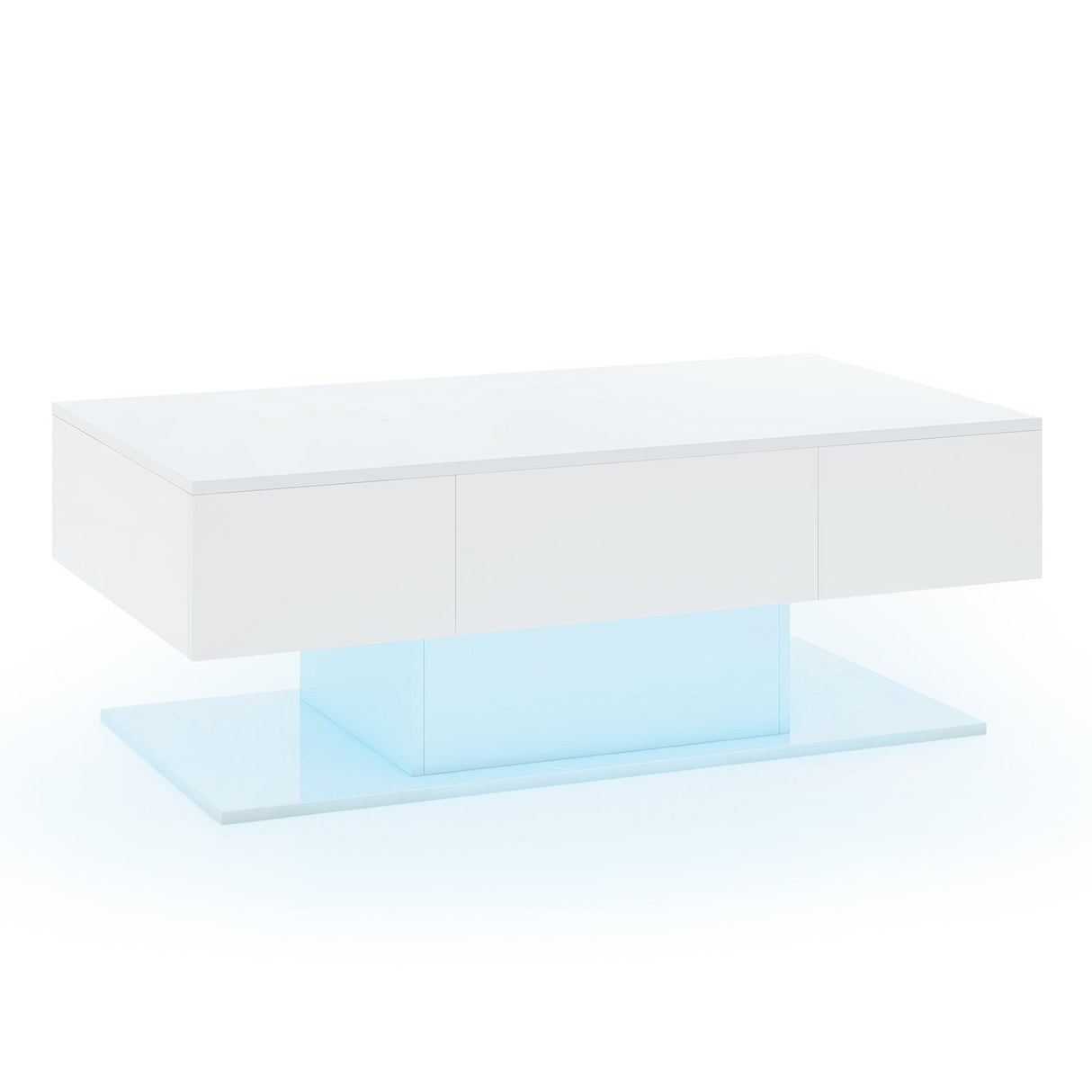 Mesa de centro LED moderna con luces LED de 20 colores y 2 cajones de almacenamiento