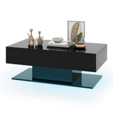 Mesa de centro LED moderna con luces LED de 20 colores y 2 cajones de almacenamiento