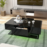 Mesa de centro LED moderna con luces LED de 20 colores y 2 cajones de almacenamiento
