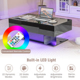Mesa de centro LED moderna con luces LED de 20 colores y 2 cajones de almacenamiento