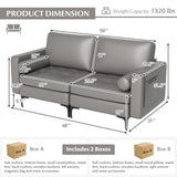 Modern Loveseat Sofa with 2 Bolsters and Side Storage Pocket