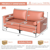 Modern Loveseat Sofa with 2 Bolsters and Side Storage Pocket