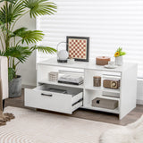 Mueble Moderno para TV con 3 Compartimentos Abiertos y 1 Cajón de Almacenamiento - Blanco