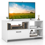 Mueble Moderno para TV con 3 Compartimentos Abiertos y 1 Cajón de Almacenamiento - Blanco