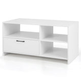 Mueble Moderno para TV con 3 Compartimentos Abiertos y 1 Cajón de Almacenamiento - Blanco