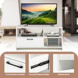 Mueble Moderno para TV con 3 Compartimentos Abiertos y 1 Cajón de Almacenamiento - Blanco