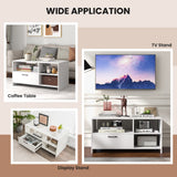 Mueble Moderno para TV con 3 Compartimentos Abiertos y 1 Cajón de Almacenamiento - Blanco