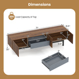 Modern Mid Century TV Cabinetfor TVs up to 82" with Drawer-Walnut