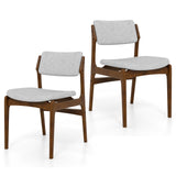 Modern Padded Dining Chairs with Rubber Wood Legs Set of 2-Brown