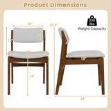 Modern Padded Dining Chairs with Rubber Wood Legs Set of 2-Brown