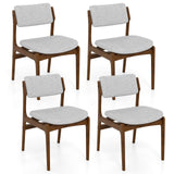 Sillas de comedor tapizadas modernas con patas de madera de caucho, juego de 4 unidades, color marrón