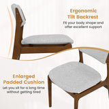 Sillas de comedor tapizadas modernas con patas de madera de caucho, juego de 4 unidades, color marrón