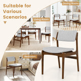 Sillas de comedor tapizadas modernas con patas de madera de caucho, juego de 4 unidades, color marrón