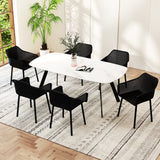 Sillas de comedor de plástico modernas, juego de 4 sillones de cocina con respaldo de malla transpirable - Negro