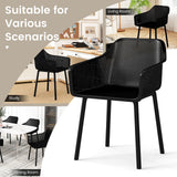 Sillas de comedor de plástico modernas, juego de 4 sillones de cocina con respaldo de malla transpirable - Negro