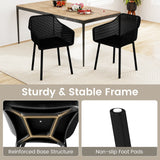 Sillas de comedor de plástico modernas, juego de 4 sillones de cocina con respaldo de malla transpirable - Negro
