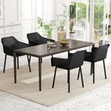 Juego de 2 sillas de comedor modernas de plástico con apoyabrazos para cocina y respaldo de malla transpirable - Negro