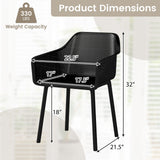 Juego de 2 sillas de comedor modernas de plástico con apoyabrazos para cocina y respaldo de malla transpirable - Negro