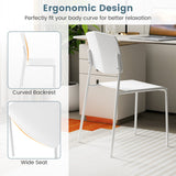 Modern Plastic Dining Chair Set of 2 with Metal Legs and Curved Back