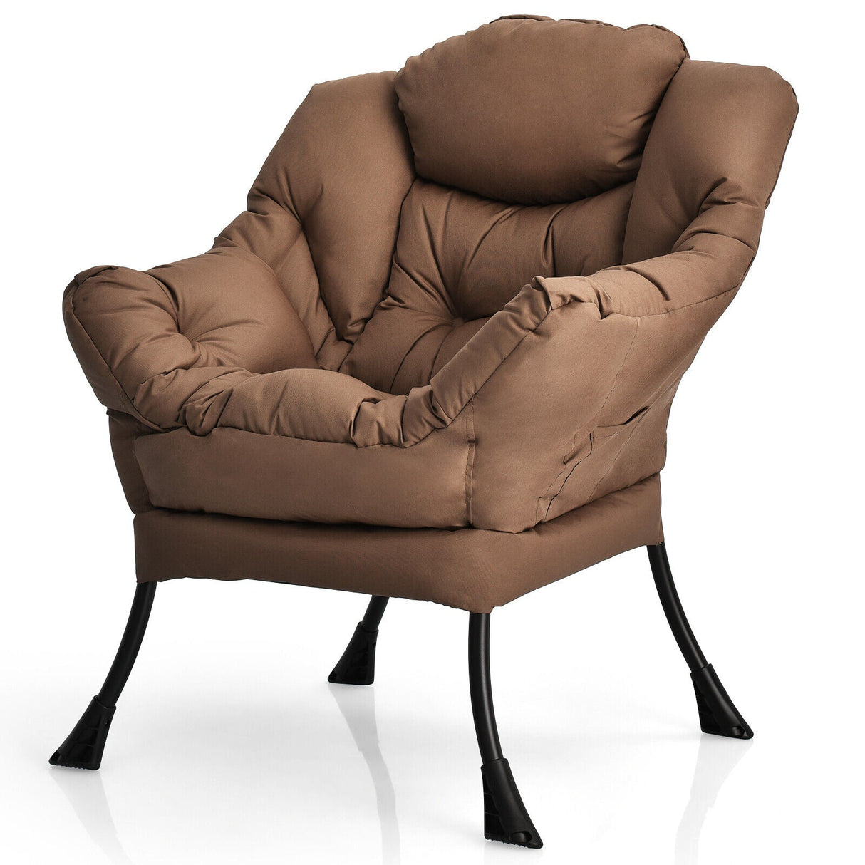 Sillón perezoso moderno de tela de poliéster con estructura de acero y bolsillo lateral